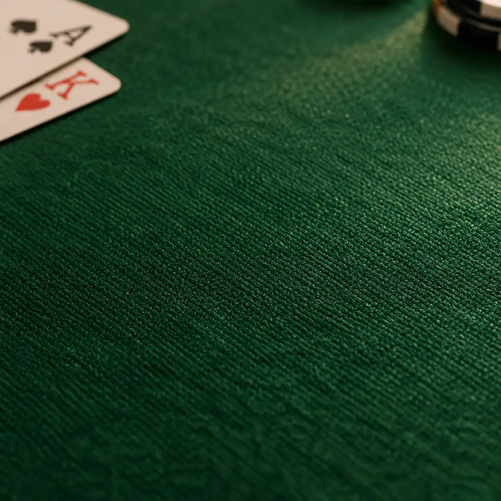 Close-up of green speed cloth felt texture on a poker table